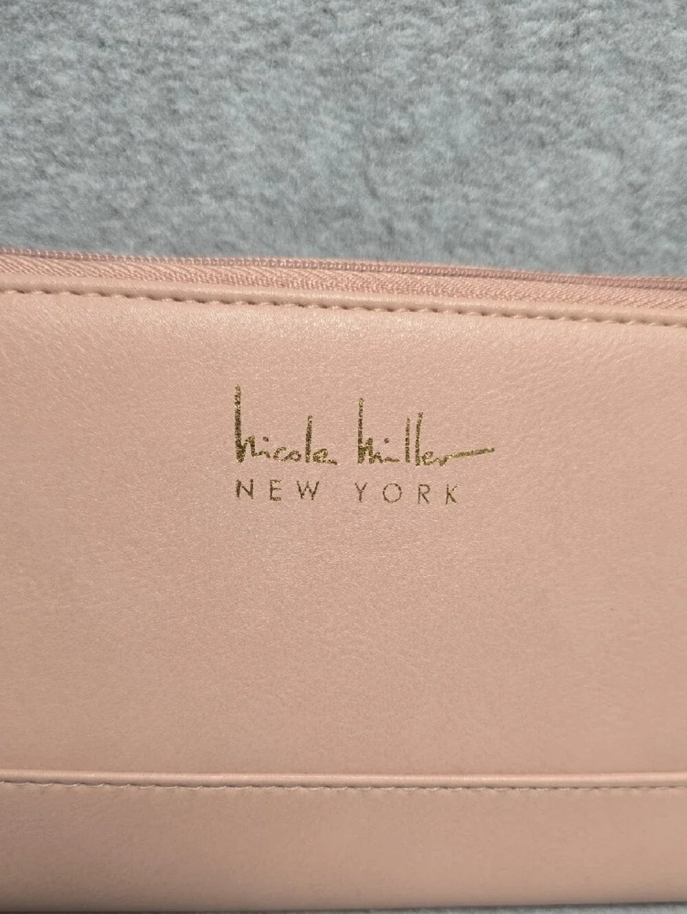 Nicole Miller Pink Zip-Around Wallet with Gold Logo